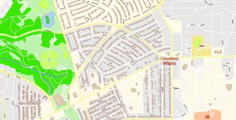 Cleveland Ohio US Map Vector Exact City Plan High Detailed Street Map editable Adobe Illustrator in layers