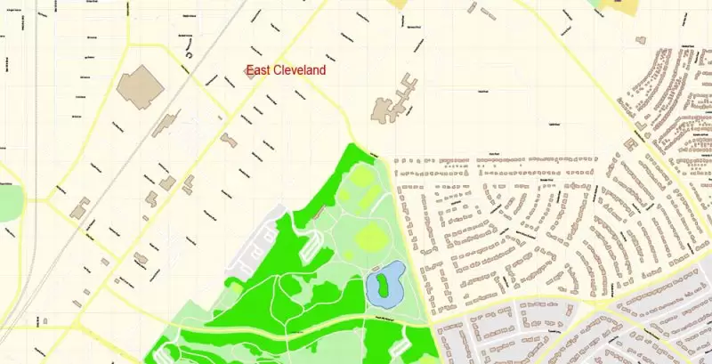 Cleveland Ohio US Map Vector Exact City Plan High Detailed Street Map editable Adobe Illustrator in layers