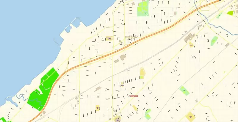 Cleveland Ohio US Map Vector Exact City Plan High Detailed Street Map editable Adobe Illustrator in layers