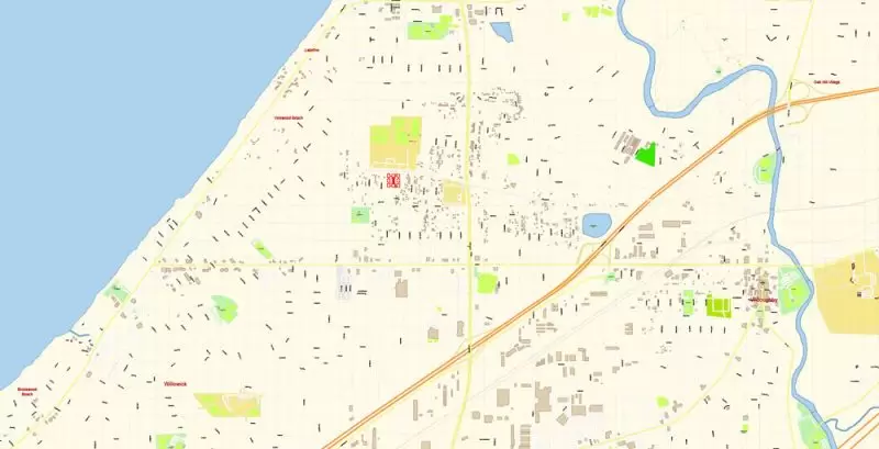 Cleveland Ohio US Map Vector Exact City Plan High Detailed Street Map editable Adobe Illustrator in layers