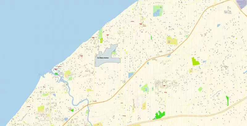 Cleveland Ohio US Map Vector Exact City Plan High Detailed Street Map editable Adobe Illustrator in layers