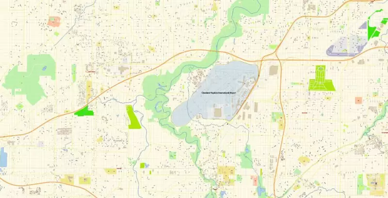 Cleveland Ohio US Map Vector Exact City Plan High Detailed Street Map editable Adobe Illustrator in layers
