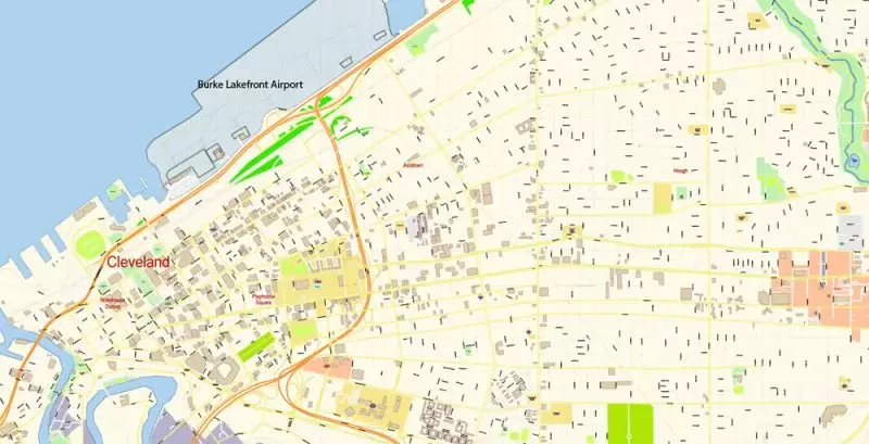 Cleveland Ohio US Map Vector Exact City Plan High Detailed Street Map editable Adobe Illustrator in layers
