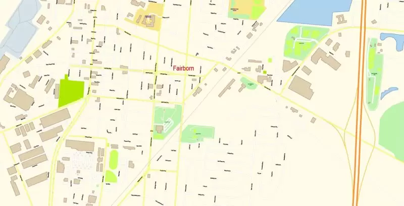 Dayton Springfield Ohio US Map Vector Exact City Plan High Detailed Street Map editable Adobe Illustrator in layers