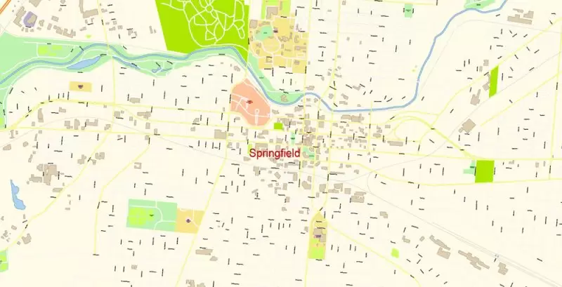 Dayton Springfield Ohio US Map Vector Exact City Plan High Detailed Street Map editable Adobe Illustrator in layers