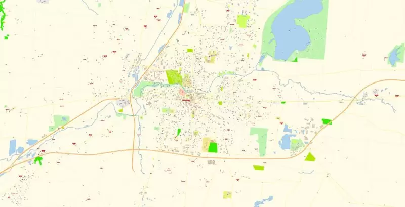 Dayton Springfield Ohio US Map Vector Exact City Plan High Detailed Street Map editable Adobe Illustrator in layers