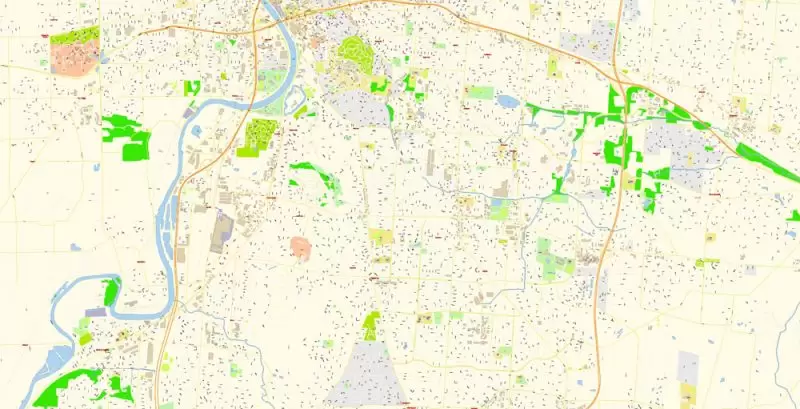 Dayton Springfield Ohio US Map Vector Exact City Plan High Detailed Street Map editable Adobe Illustrator in layers