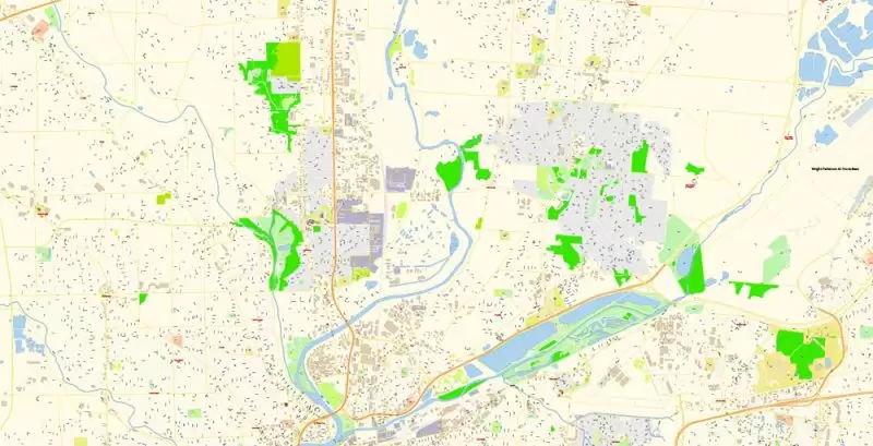 Dayton Springfield Ohio US Map Vector Exact City Plan High Detailed Street Map editable Adobe Illustrator in layers