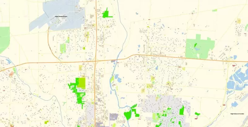 Dayton Springfield Ohio US Map Vector Exact City Plan High Detailed Street Map editable Adobe Illustrator in layers