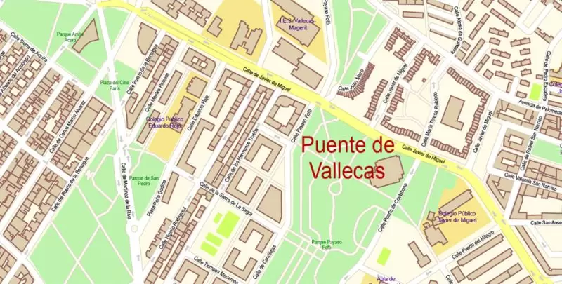 Madrid Spain Map Vector Exact City Plan High Detailed Street Map editable Adobe Illustrator in layers