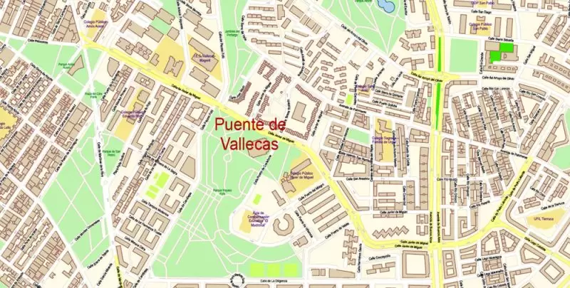 Madrid Spain Map Vector Exact City Plan High Detailed Street Map editable Adobe Illustrator in layers