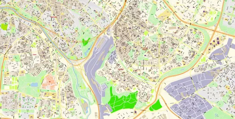 Madrid Spain Map Vector Exact City Plan High Detailed Street Map editable Adobe Illustrator in layers