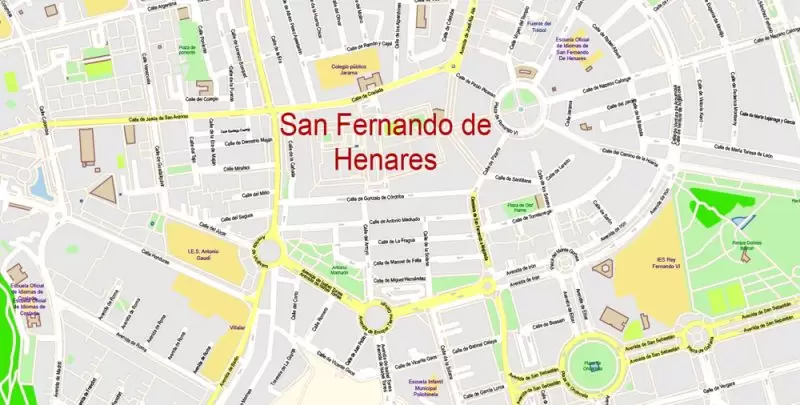 Madrid Spain Map Vector Exact City Plan High Detailed Street Map editable Adobe Illustrator in layers