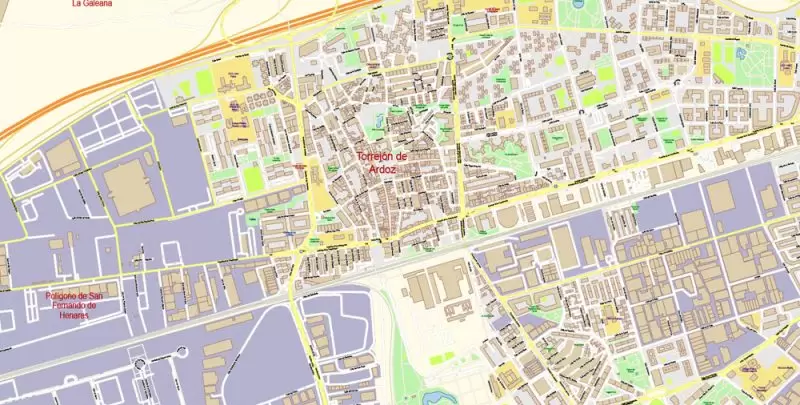 Madrid Spain Map Vector Exact City Plan High Detailed Street Map editable Adobe Illustrator in layers