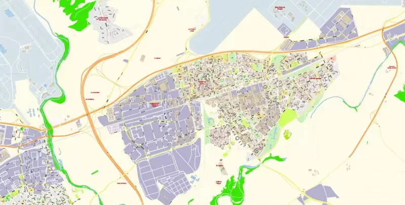Madrid Spain Map Vector Exact City Plan High Detailed Street Map editable Adobe Illustrator in layers