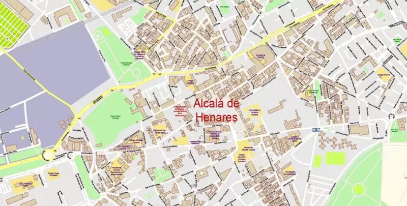 Madrid Spain Map Vector Exact City Plan High Detailed Street Map editable Adobe Illustrator in layers