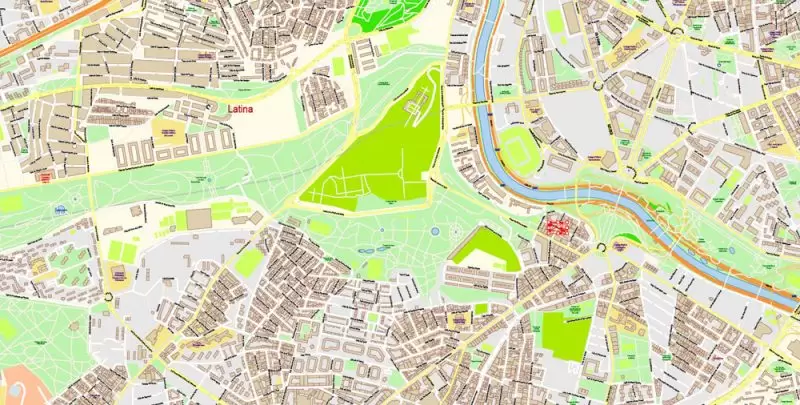 Madrid Spain Map Vector Exact City Plan High Detailed Street Map editable Adobe Illustrator in layers