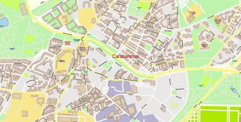 Madrid Spain Map Vector Exact City Plan High Detailed Street Map editable Adobe Illustrator in layers