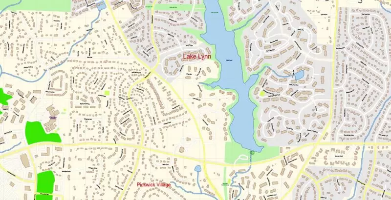 Raleigh + Cary + Durham North Carolina US Map Vector Exact City Plan High Detailed Street Map editable Adobe Illustrator in layers