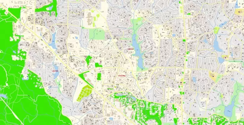 Raleigh + Cary + Durham North Carolina US Map Vector Exact City Plan High Detailed Street Map editable Adobe Illustrator in layers