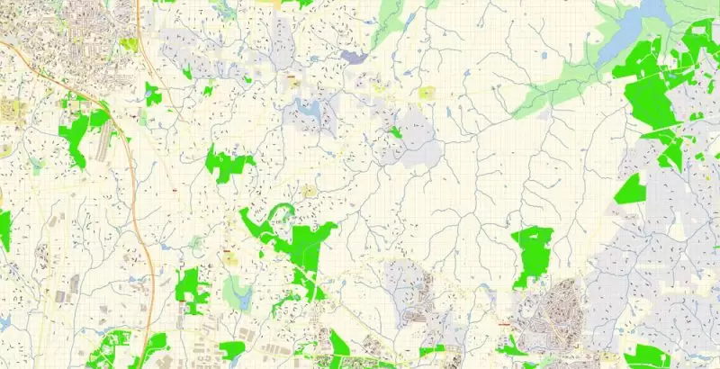 Raleigh + Cary + Durham North Carolina US Map Vector Exact City Plan High Detailed Street Map editable Adobe Illustrator in layers