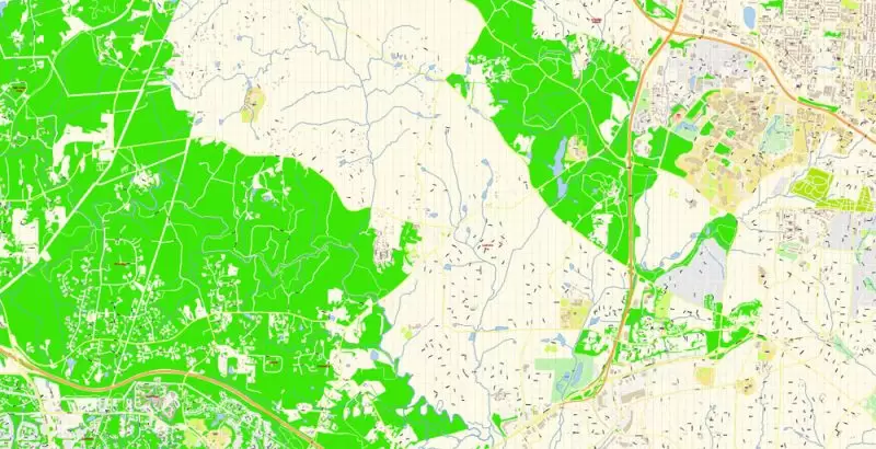 Raleigh + Cary + Durham North Carolina US Map Vector Exact City Plan High Detailed Street Map editable Adobe Illustrator in layers
