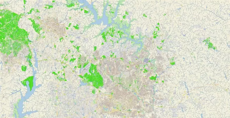 Raleigh + Cary + Durham North Carolina US Map Vector Exact City Plan High Detailed Street Map editable Adobe Illustrator in layers
