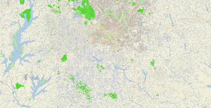 Raleigh + Cary + Durham North Carolina US Map Vector Exact City Plan High Detailed Street Map editable Adobe Illustrator in layers