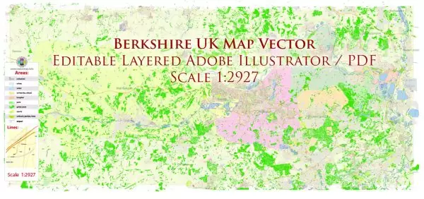 Berkshire UK England Map Vector Exact City Plan High Detailed Street Map editable Adobe Illustrator in layers