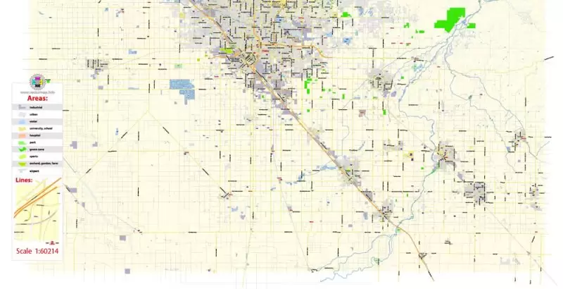 Fresno California US Map Vector Exact City Plan Low Detailed Street Map editable Adobe Illustrator in layersFresno California US Map Vector Exact City Plan Low Detailed Street Map editable Adobe Illustrator in layers