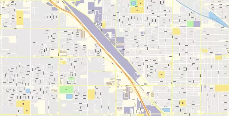 Fresno California US Map Vector Exact City Plan High Detailed Street Map editable Adobe Illustrator in layers