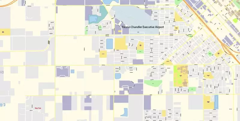 Fresno California US Map Vector Exact City Plan High Detailed Street Map editable Adobe Illustrator in layers