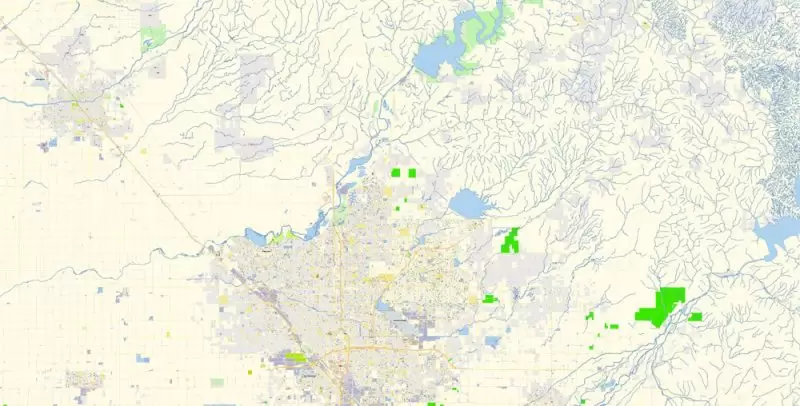 Fresno California US Map Vector Exact City Plan High Detailed Street Map editable Adobe Illustrator in layers