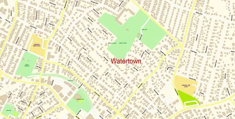 Lexington Area Massachusetts US Map Vector Exact City Plan High Detailed Street Map editable Adobe Illustrator in layers