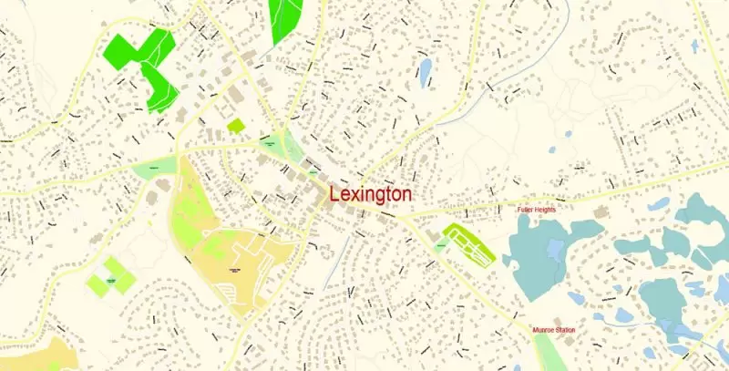 Lexington Area Massachusetts US Map Vector Exact City Plan High Detailed Street Map editable Adobe Illustrator in layers