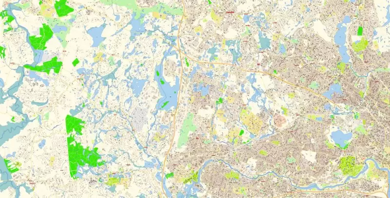 Lexington Area Massachusetts US Map Vector Exact City Plan High Detailed Street Map editable Adobe Illustrator in layers