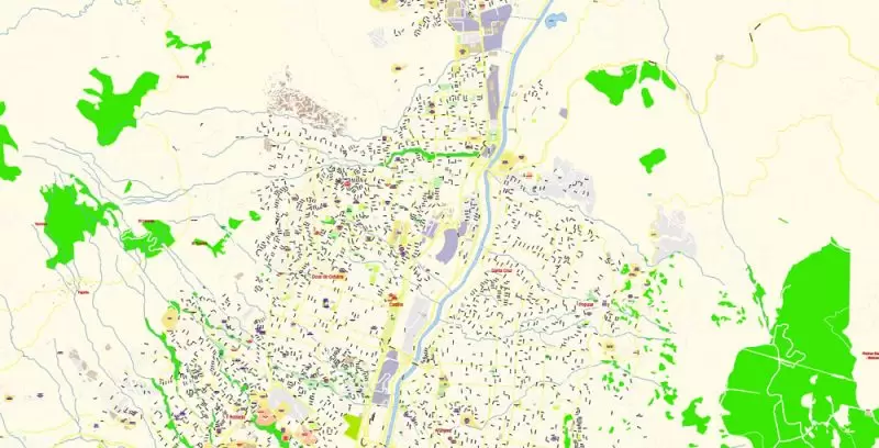 Medellin Colombia Map Vector Exact City Plan High Detailed Street Map editable Adobe Illustrator in layers