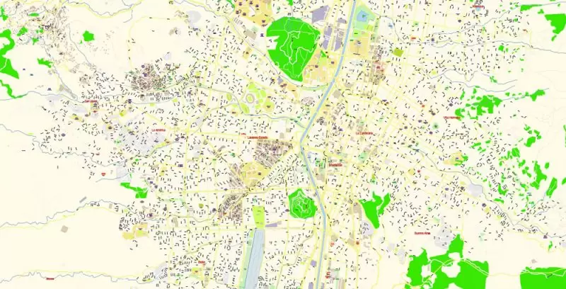 Medellin Colombia Map Vector Exact City Plan High Detailed Street Map editable Adobe Illustrator in layers
