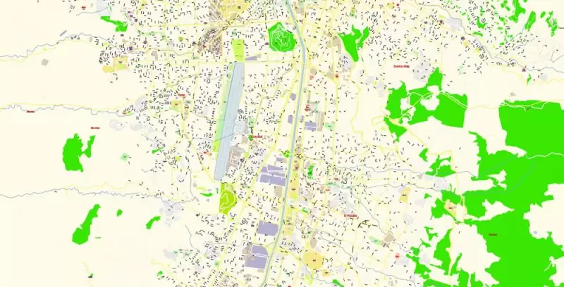 Medellin Colombia Map Vector Exact City Plan High Detailed Street Map editable Adobe Illustrator in layers