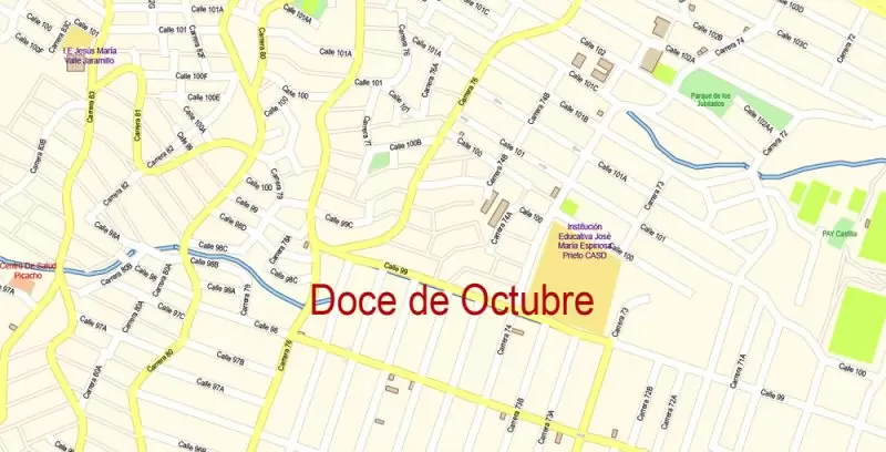 Medellin Colombia Map Vector Exact City Plan High Detailed Street Map editable Adobe Illustrator in layers