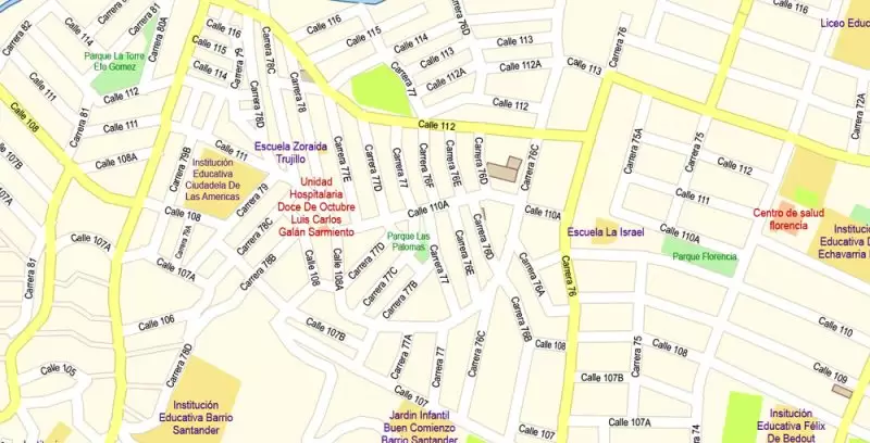Medellin Colombia Map Vector Exact City Plan High Detailed Street Map editable Adobe Illustrator in layers