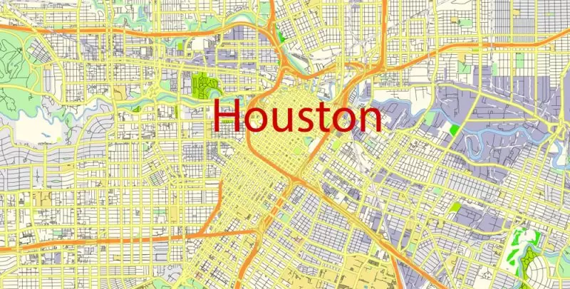 Houston Texas Map Vector Free Editable Layered Adobe Illustrator + PDF + SVG