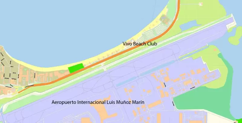 Vivo Beach Puerto Rico Map Vector DWG DXF PDF Exact City Plan High Detailed Street Map editable AutoCAD in layers