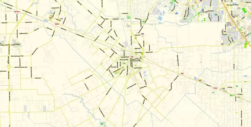 Houston Texas US Map Vector Exact City Plan Detailed Street Map editable Adobe Illustrator in layers