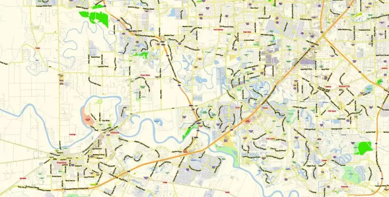 Houston Texas US Map Vector Exact City Plan Detailed Street Map editable Adobe Illustrator in layers