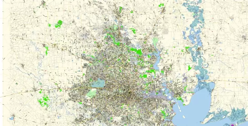 Houston Texas US Map Vector Exact City Plan Detailed Street Map editable Adobe Illustrator in layers