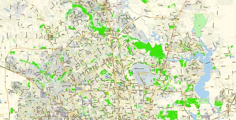 Houston Texas US Map Vector Exact City Plan Detailed Street Map editable Adobe Illustrator in layers