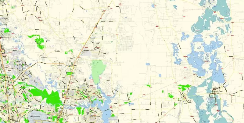 Houston Texas US Map Vector Exact City Plan Detailed Street Map editable Adobe Illustrator in layers