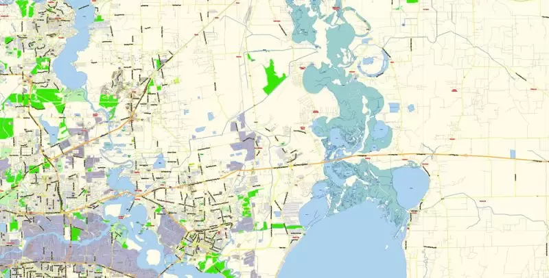 Houston Texas US Map Vector Exact City Plan Detailed Street Map editable Adobe Illustrator in layers