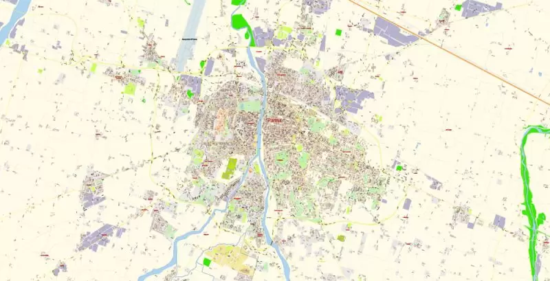 Parma Reggio Emilia Italy Map Vector Exact City Plan High Detailed Street Map editable Adobe Illustrator in layers